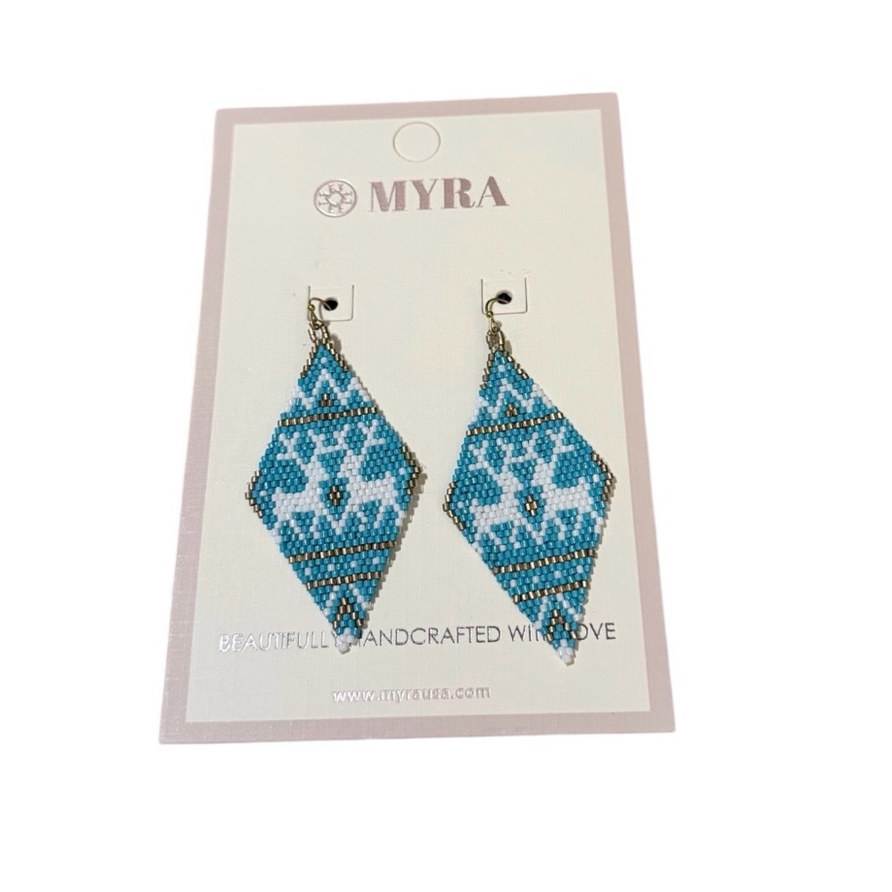 Myra Bag Turquoise and White‎ Geometric Earrings